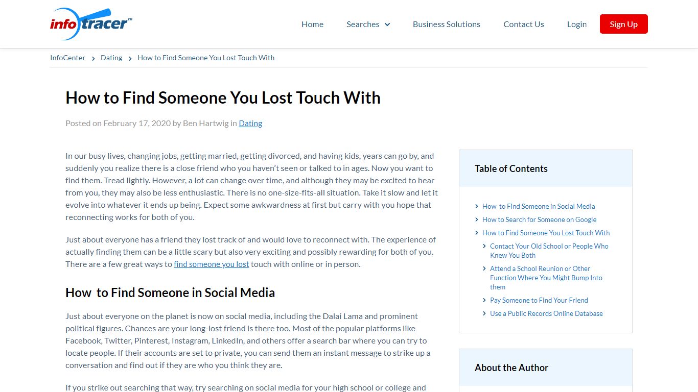 How to Find Someone You Lost Contact With- InfoCenter - Infotracer.com